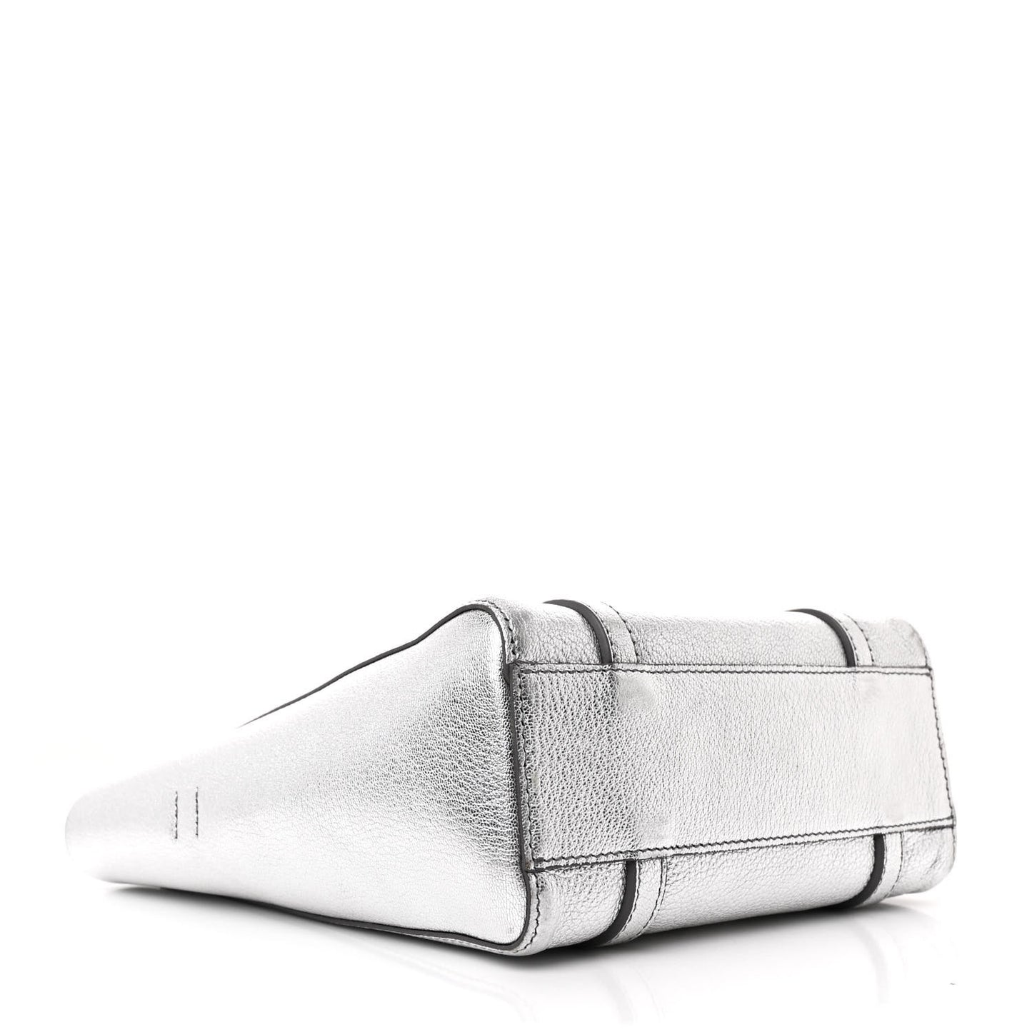 Metallic Goatskin Logo XXS Everyday Tote Argent Black
