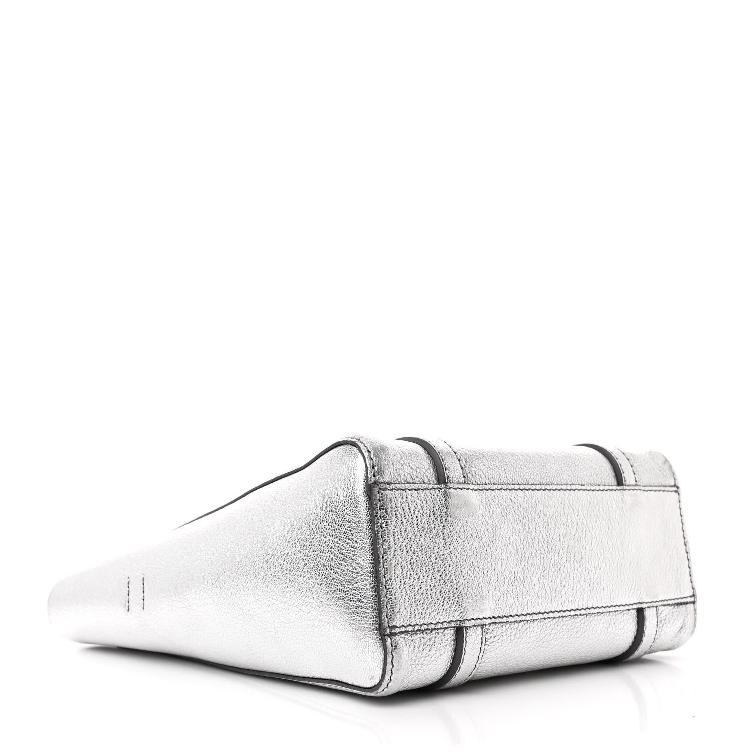 Balenciaga Metallic Goatskin Logo XXS Everyday Tote Argent Black 4 of 12