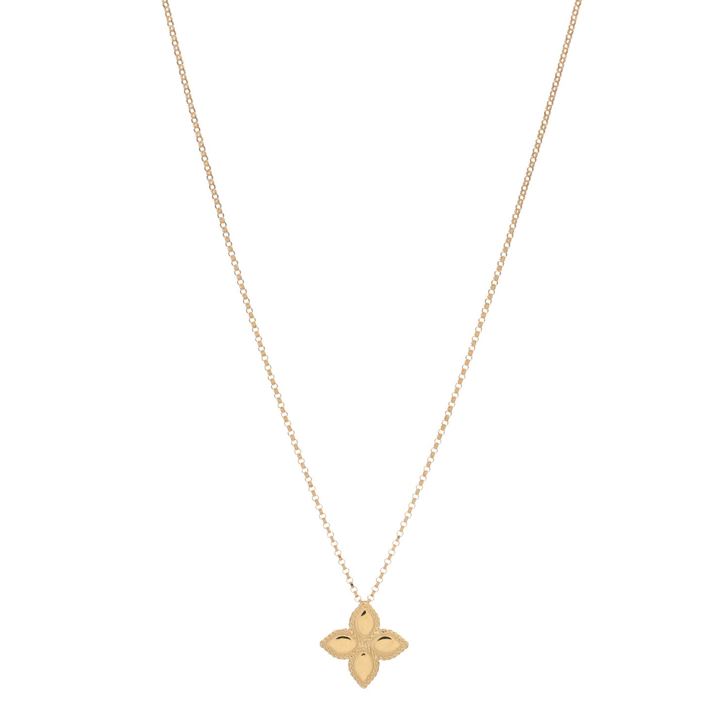 18K Yellow Gold Medium Princess Flower Pendant Necklace