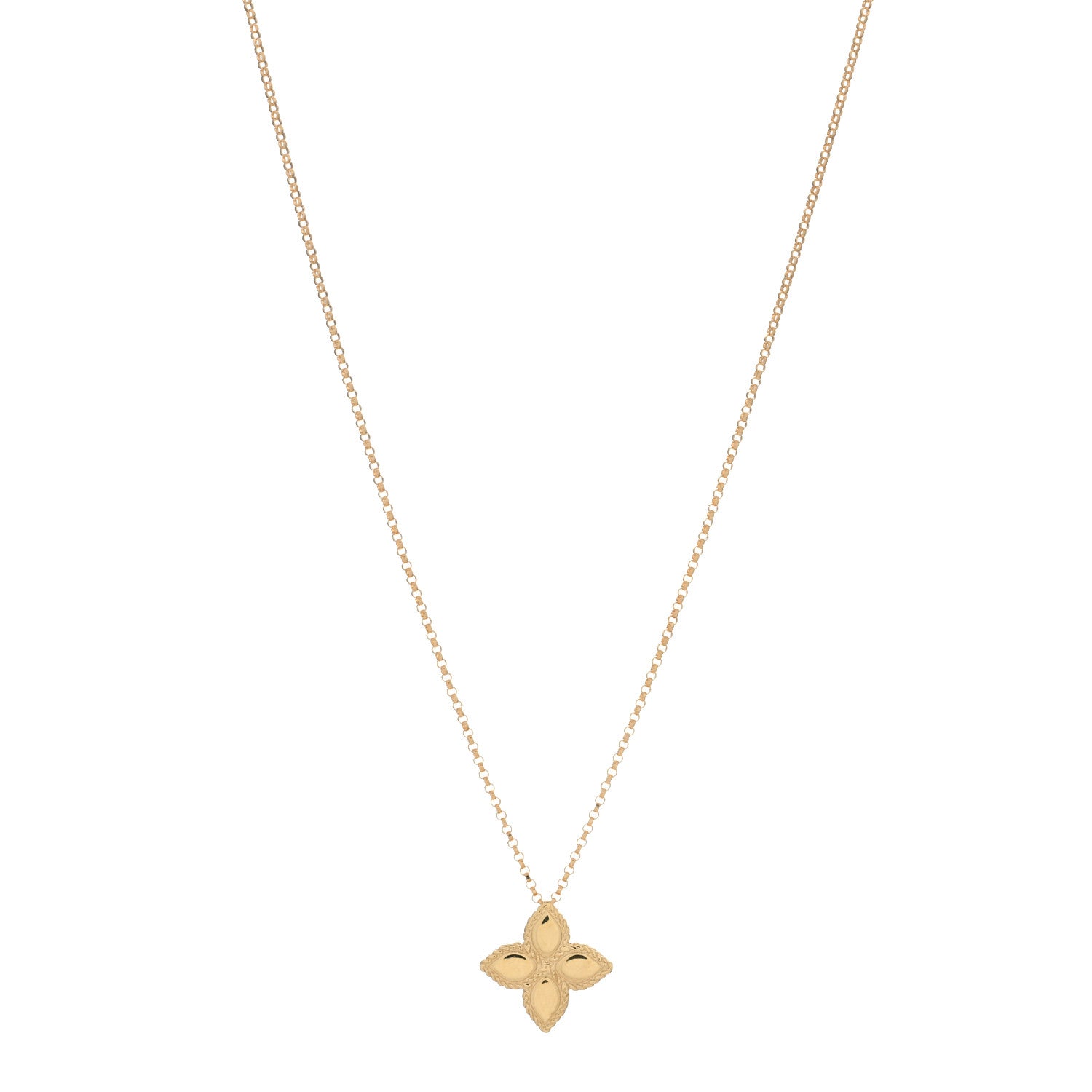 Roberto Coin 18K Yellow Gold Medium Princess Flower Pendant Necklace 1 of 3