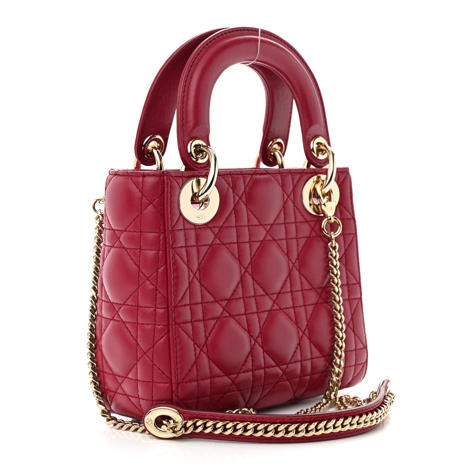 Christian Dior Lambskin Cannage Mini Lady Dior Red 3 of 11