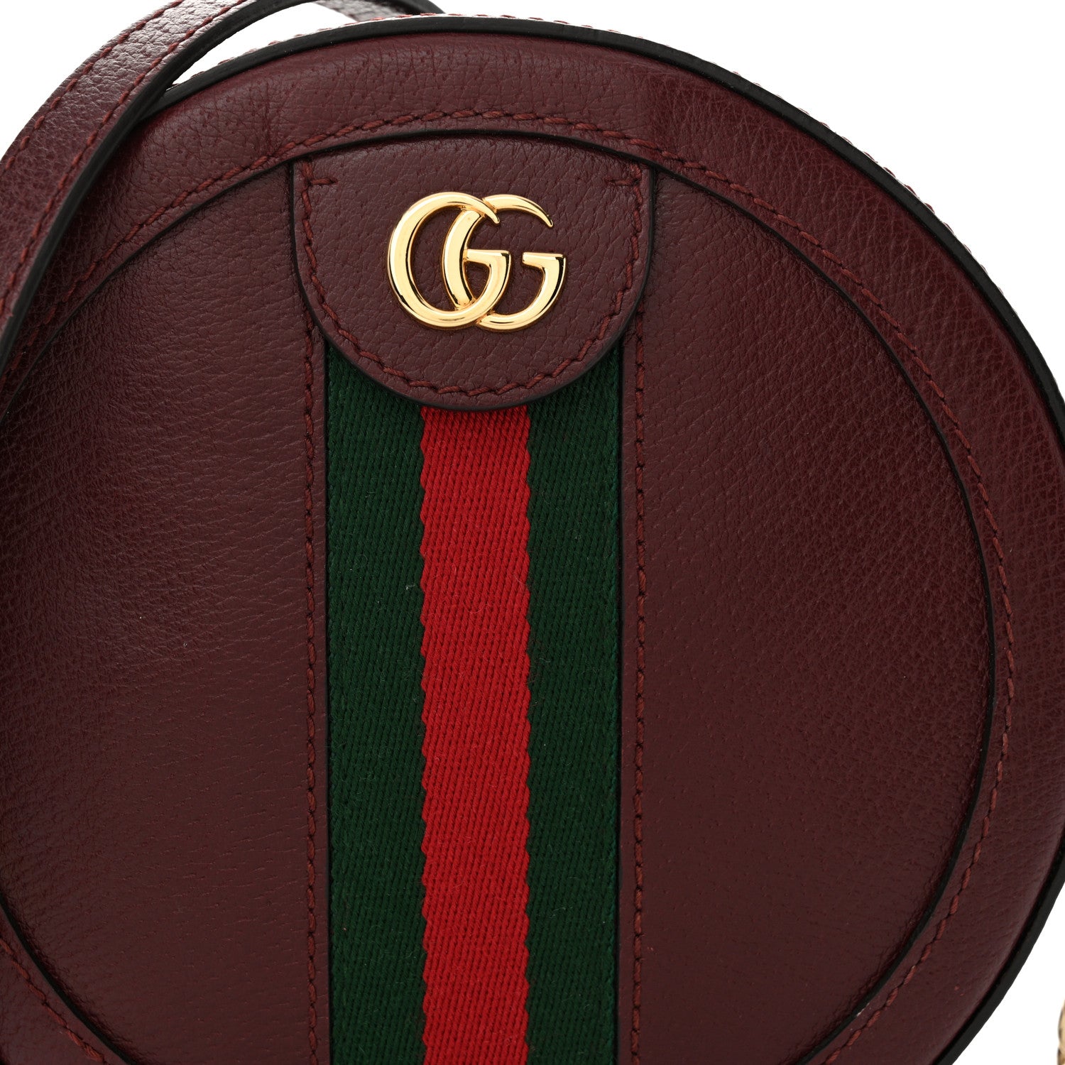 Gucci Soft Textured Calfskin Web Mini Ophidia Round Shoulder Bag Vintage Bordeaux 8 of 10