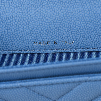 Chanel Caviar Chevron Quilted Card Holder Blue 7 of 9
