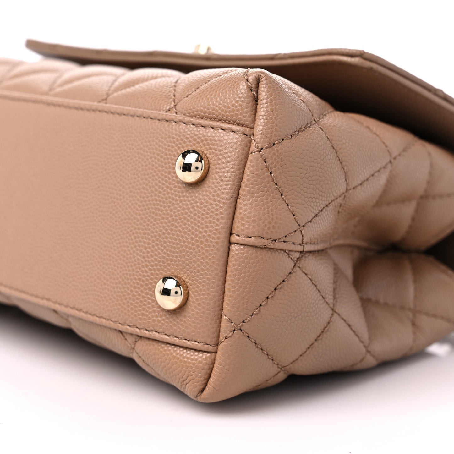 Caviar Quilted Mini Coco Handle Flap Beige