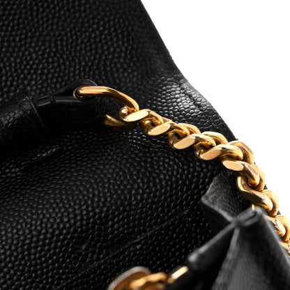 Saint Laurent Grain De Poudre Matelasse Chevron Monogram Chain Wallet Black 11 of 14