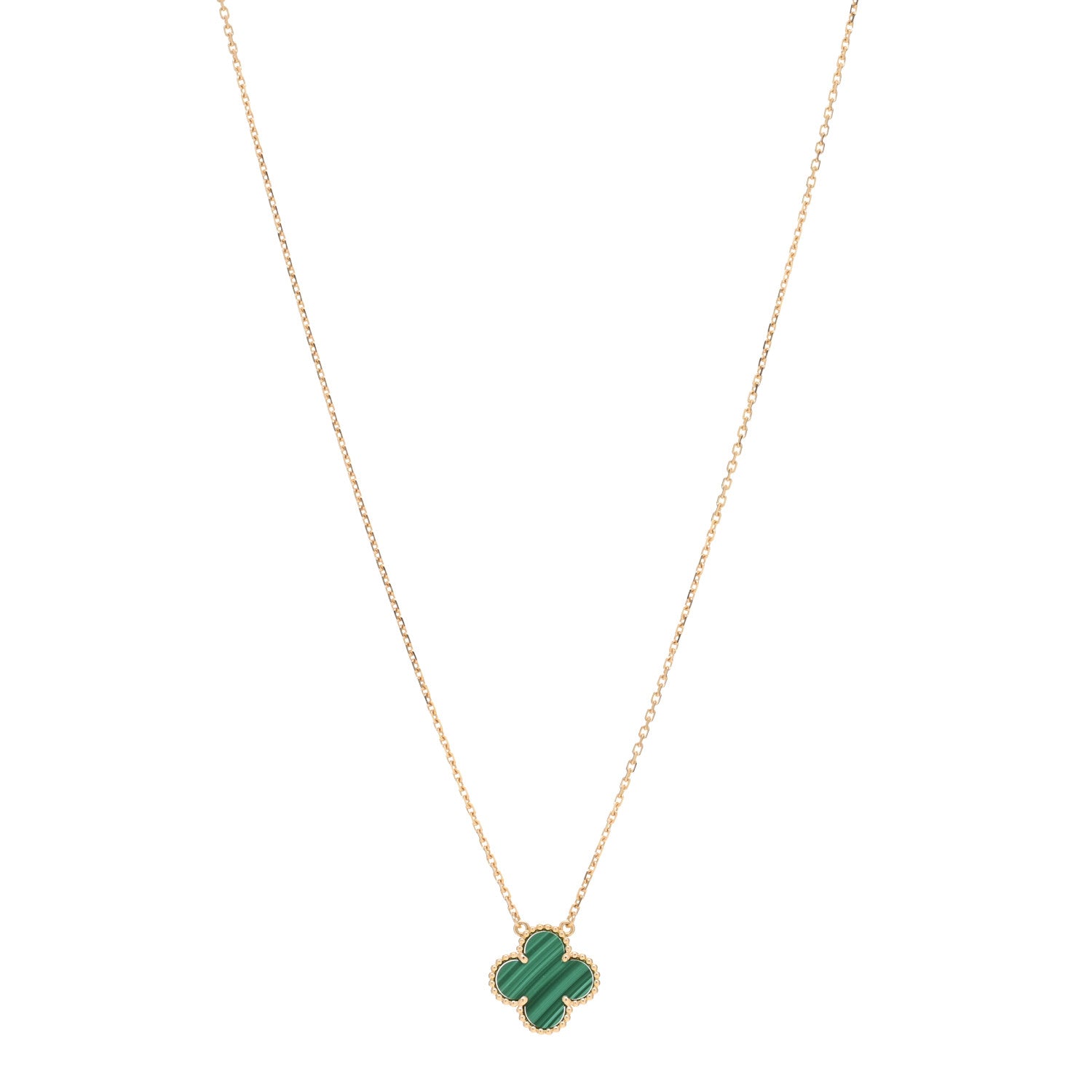 Van Cleef & Arpels 18K Yellow Gold Malachite Vintage Alhambra Pendant Necklace 1 of 4