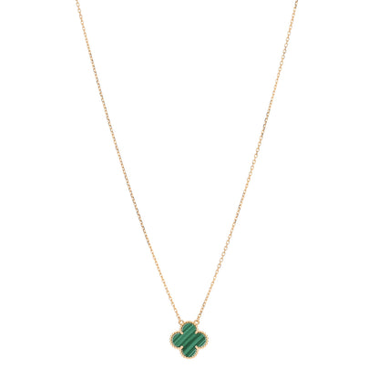 Van Cleef & Arpels 18K Yellow Gold Malachite Vintage Alhambra Pendant Necklace 1 of 4