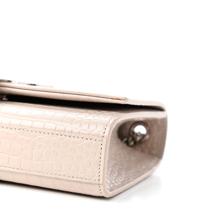 Saint Laurent Calfskin Crocodile Embossed Small Classic Monogram Kate Tassel Satchel Rose Antic 8 of 9