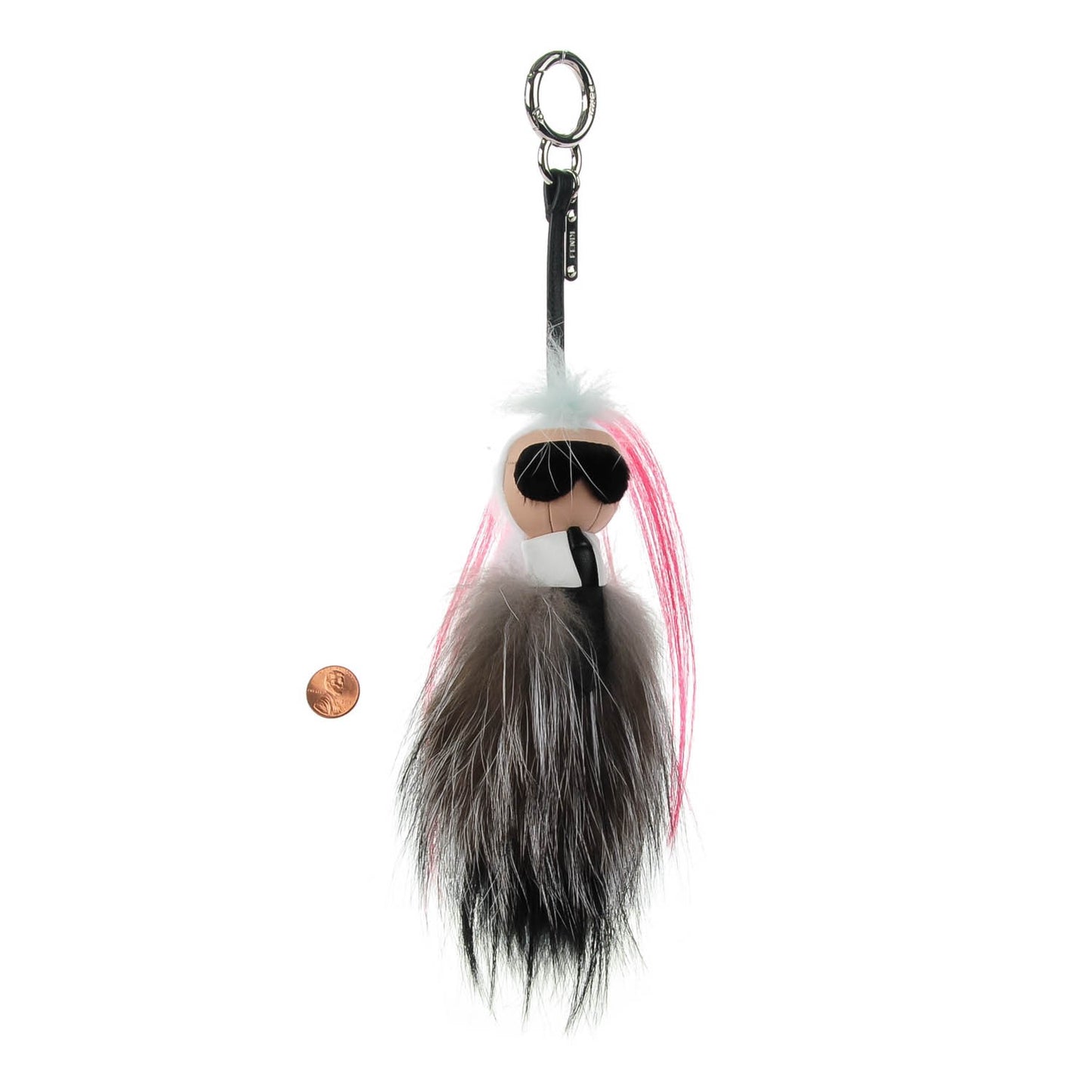 Mink Fox Goat Fur Mini Karlito Bag Charm Pink