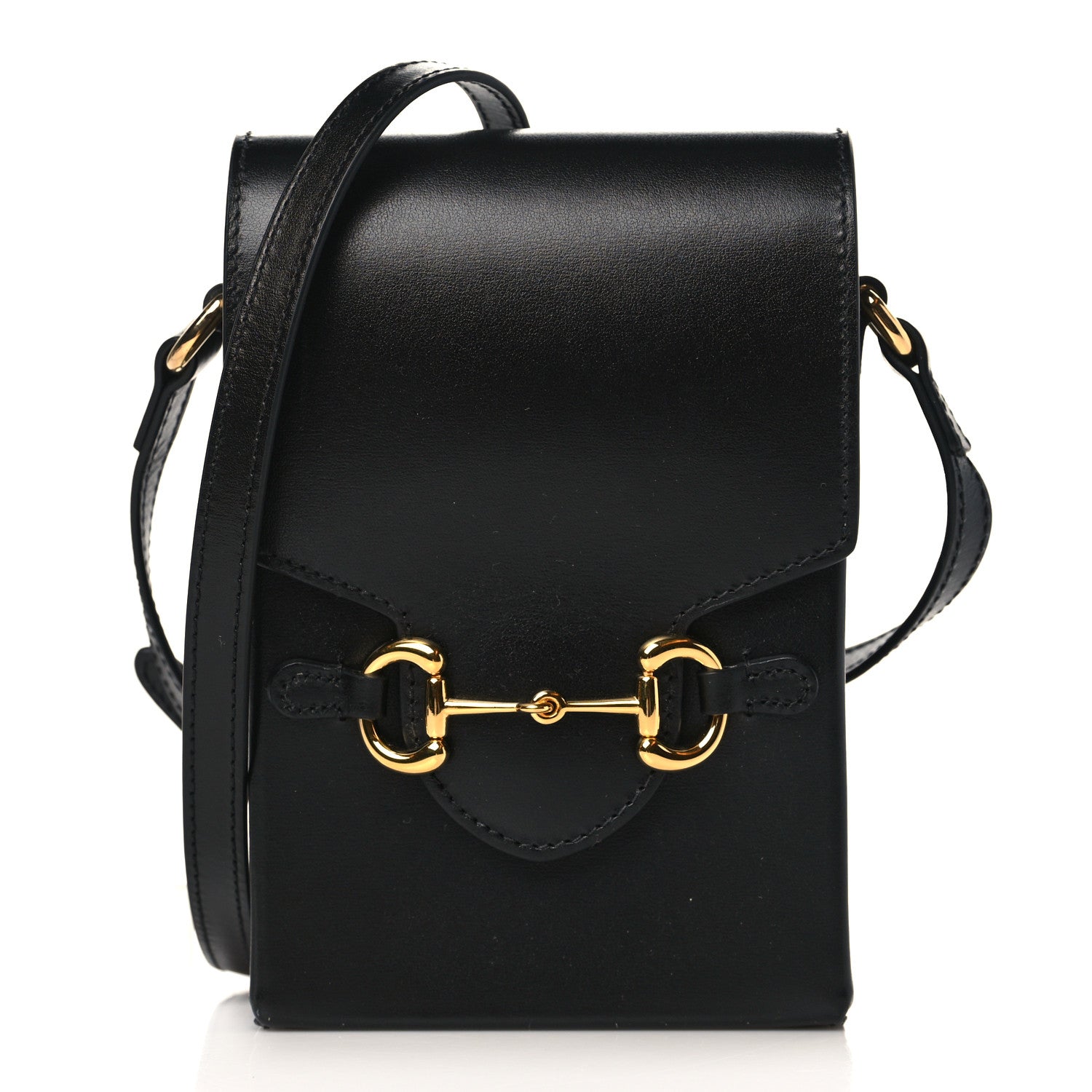 Gucci Boarded Plutone Calfskin Mini Horsebit 1955 Crossbody Bag Black 1 of 10