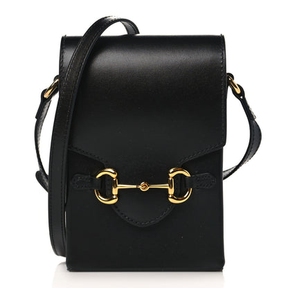 Gucci Boarded Plutone Calfskin Mini Horsebit 1955 Crossbody Bag Black 1 of 10