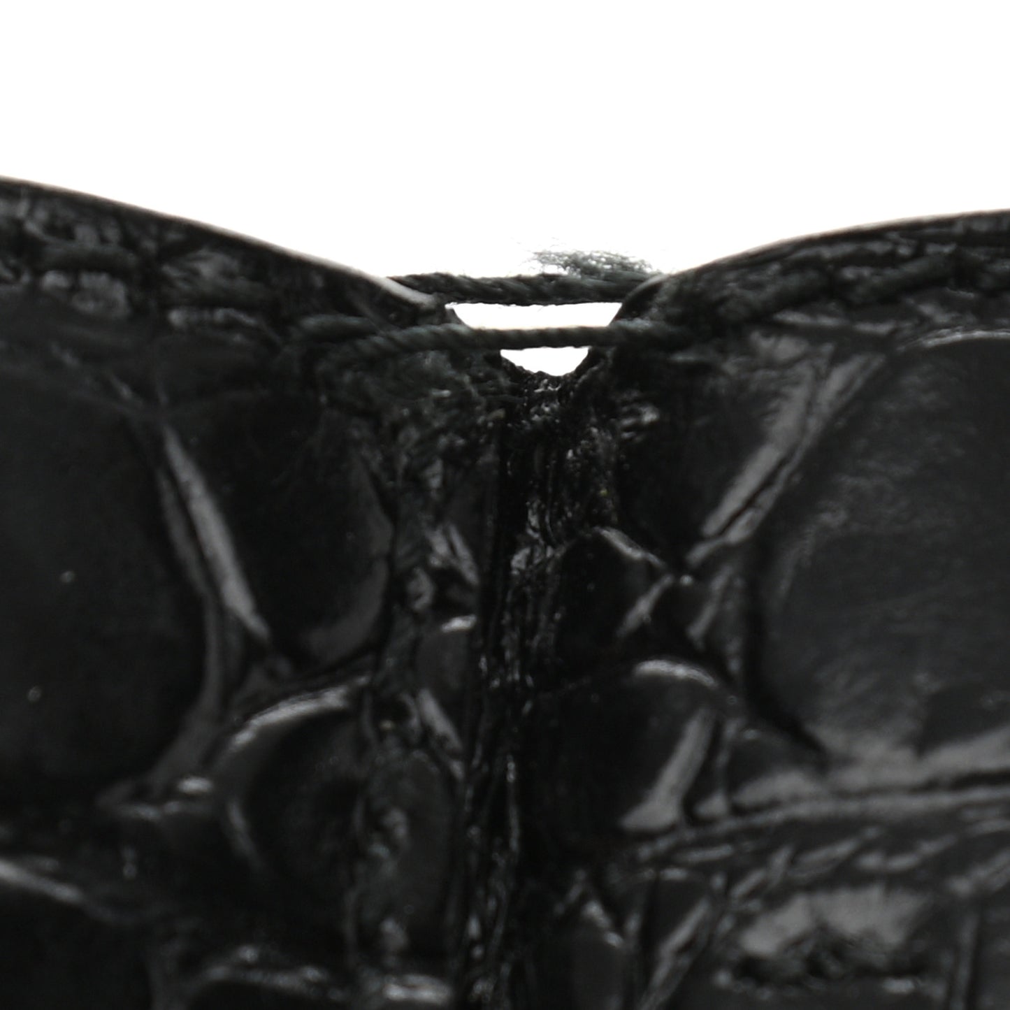Calfskin Crocodile Embossed Logo Shopping Phone Holder Bag Black