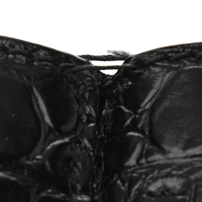 Balenciaga Calfskin Crocodile Embossed Logo Shopping Phone Holder Bag Black 11 of 11