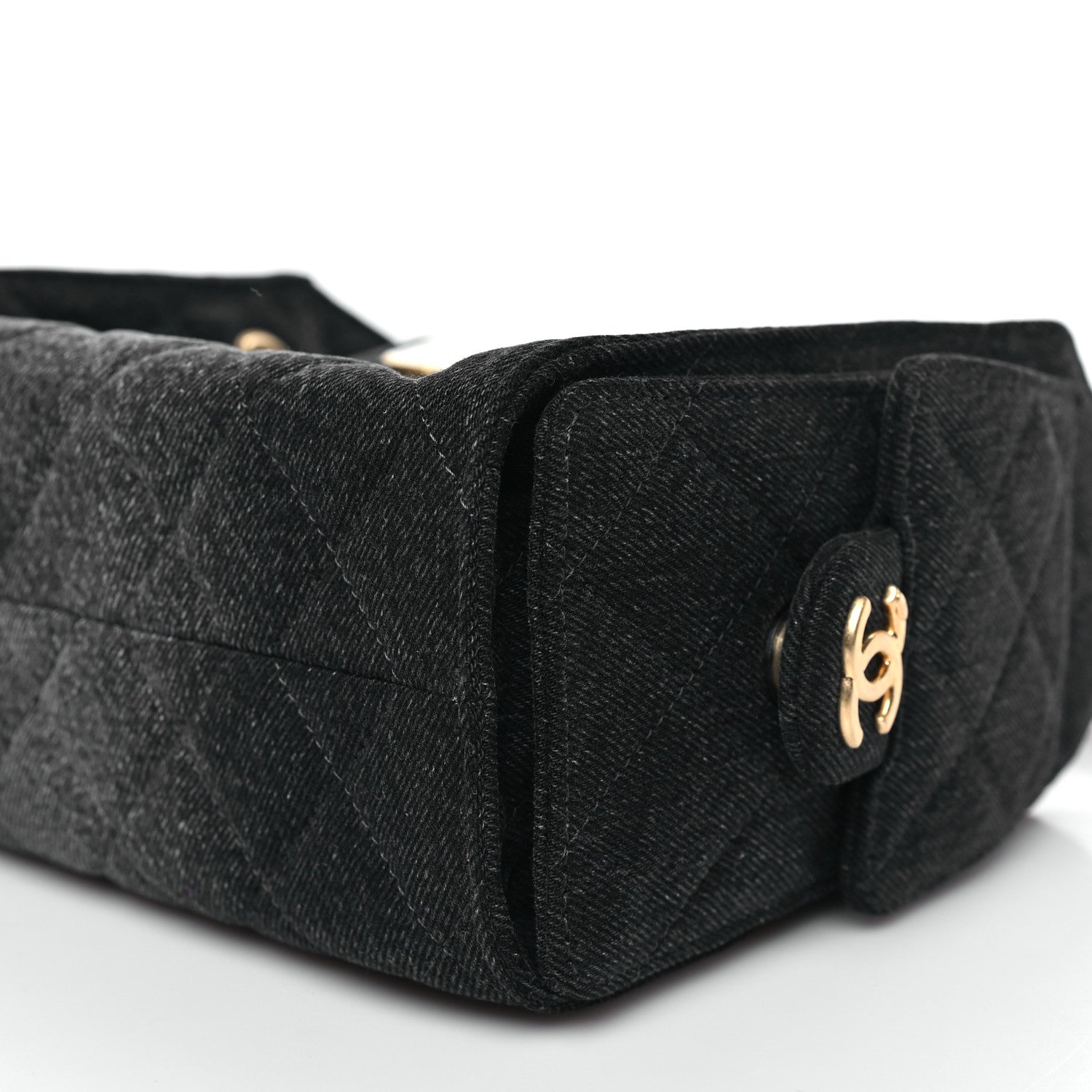 Chanel Washed Denim Quilted Mini Chanel 25 Handbag Black 10 of 11