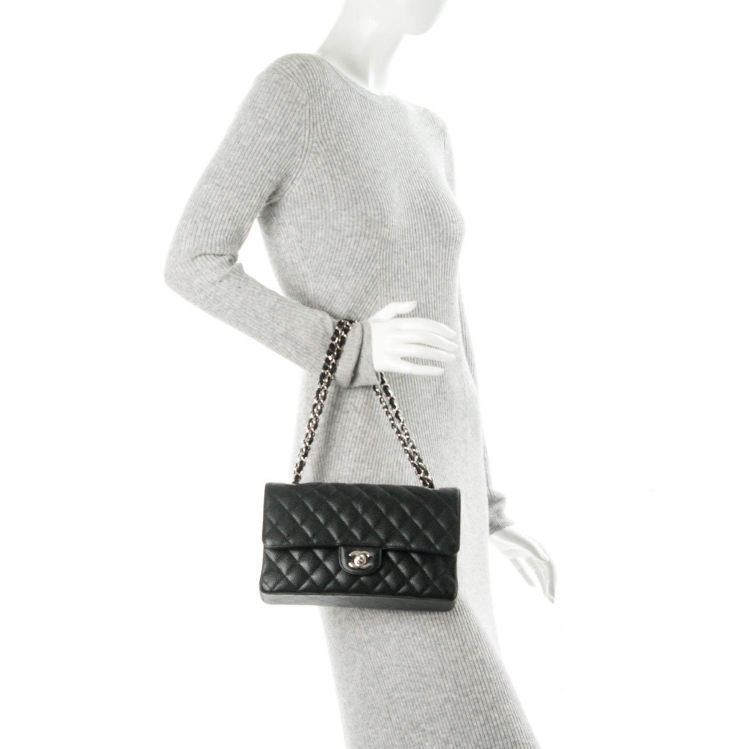 Chanel Caviar Quilted Medium Double Flap Black 2 of 8