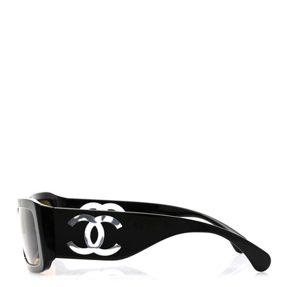 Chanel Acetate Polarized Rectangle Sunglasses 5526-A Black 3 of 6