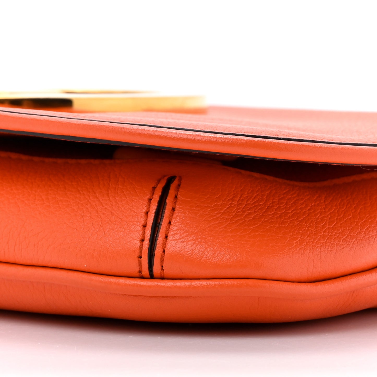Roxy Calfskin Blondie Chain Shoulder Flap Bag Deep Orange