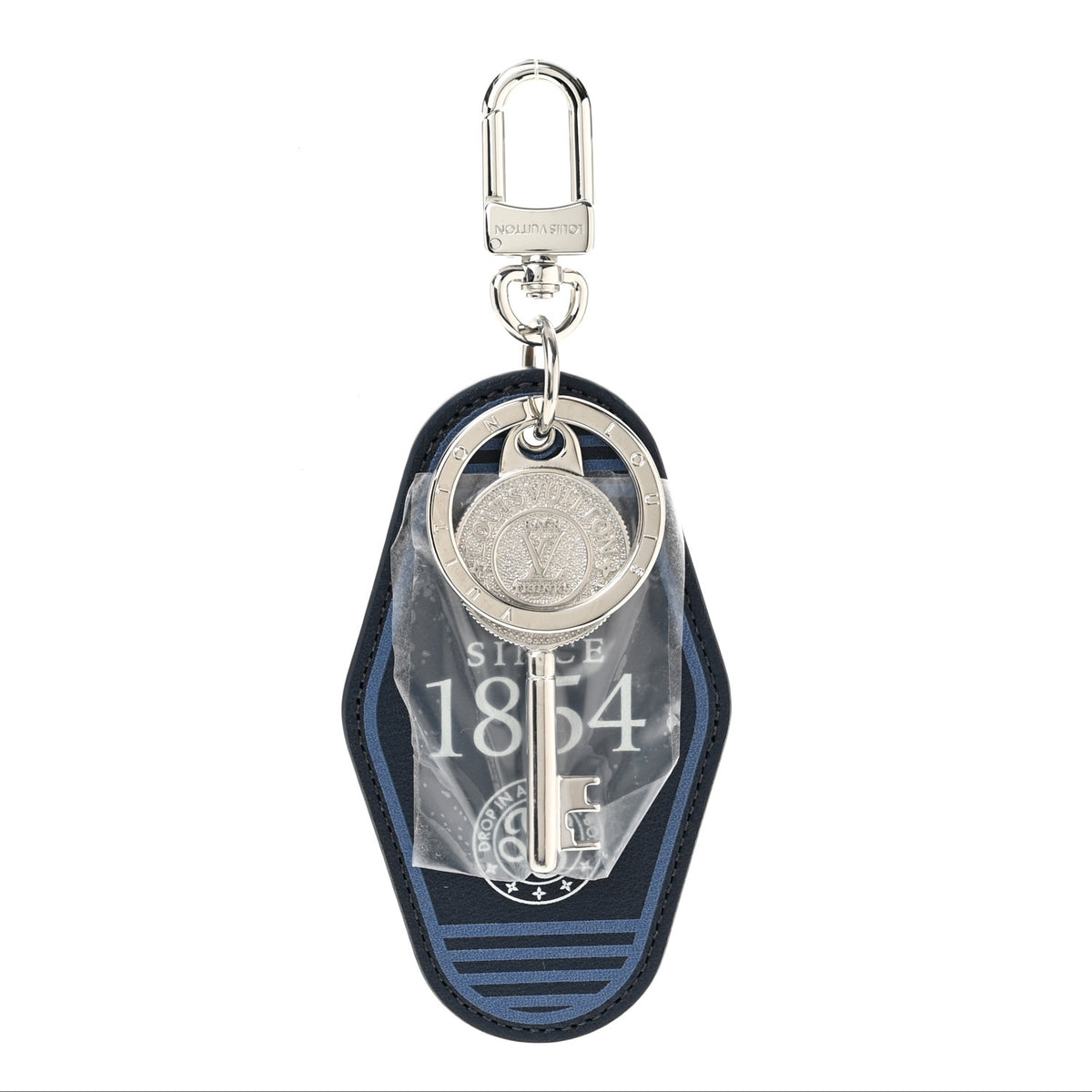 Calfskin Monogram Hotel Cruise Key Ring Blue