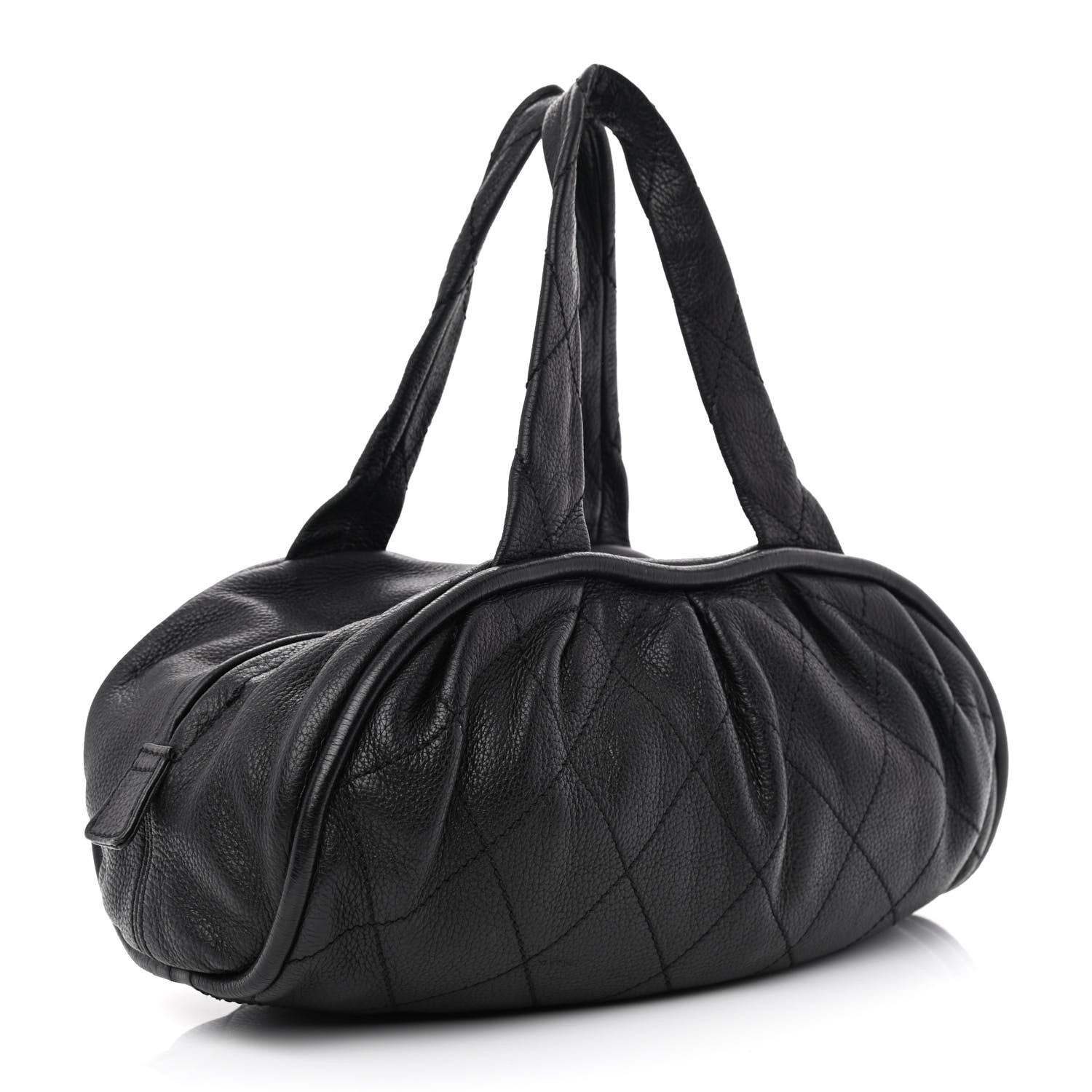 Chanel Deerskin Stitched Bowler Black 2 of 10