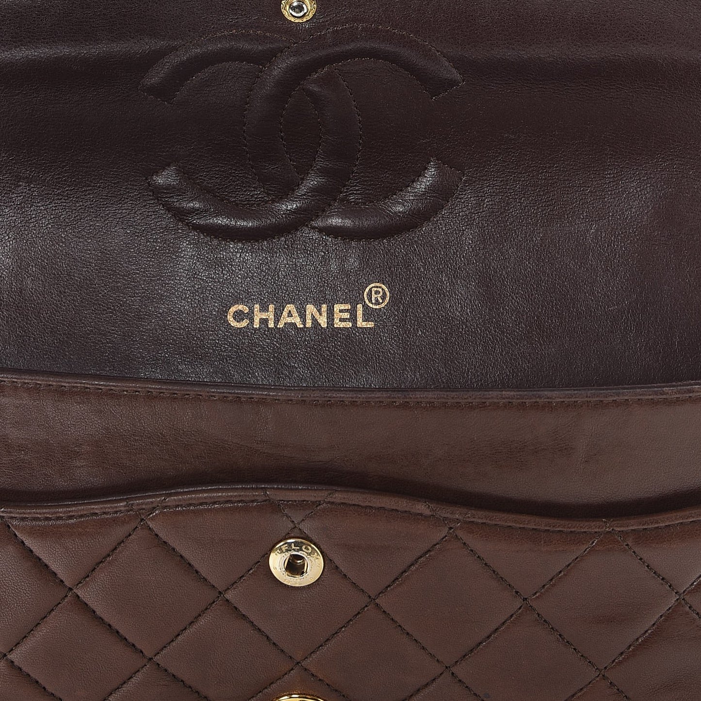 Lambskin Medium Double Flap Brown