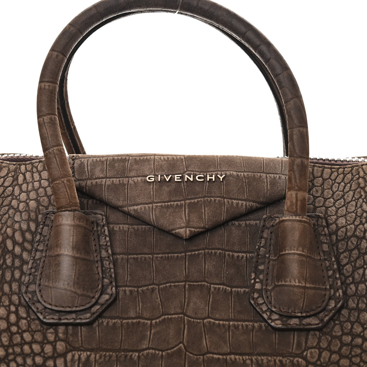 Givenchy Nubuck Crocodile Embossed Medium Antigona Brown 8 of 11