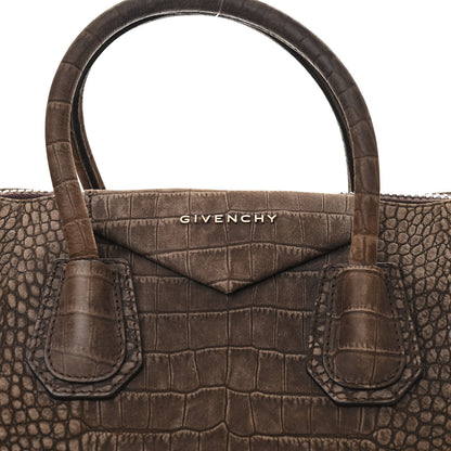 Givenchy Nubuck Crocodile Embossed Medium Antigona Brown 8 of 11