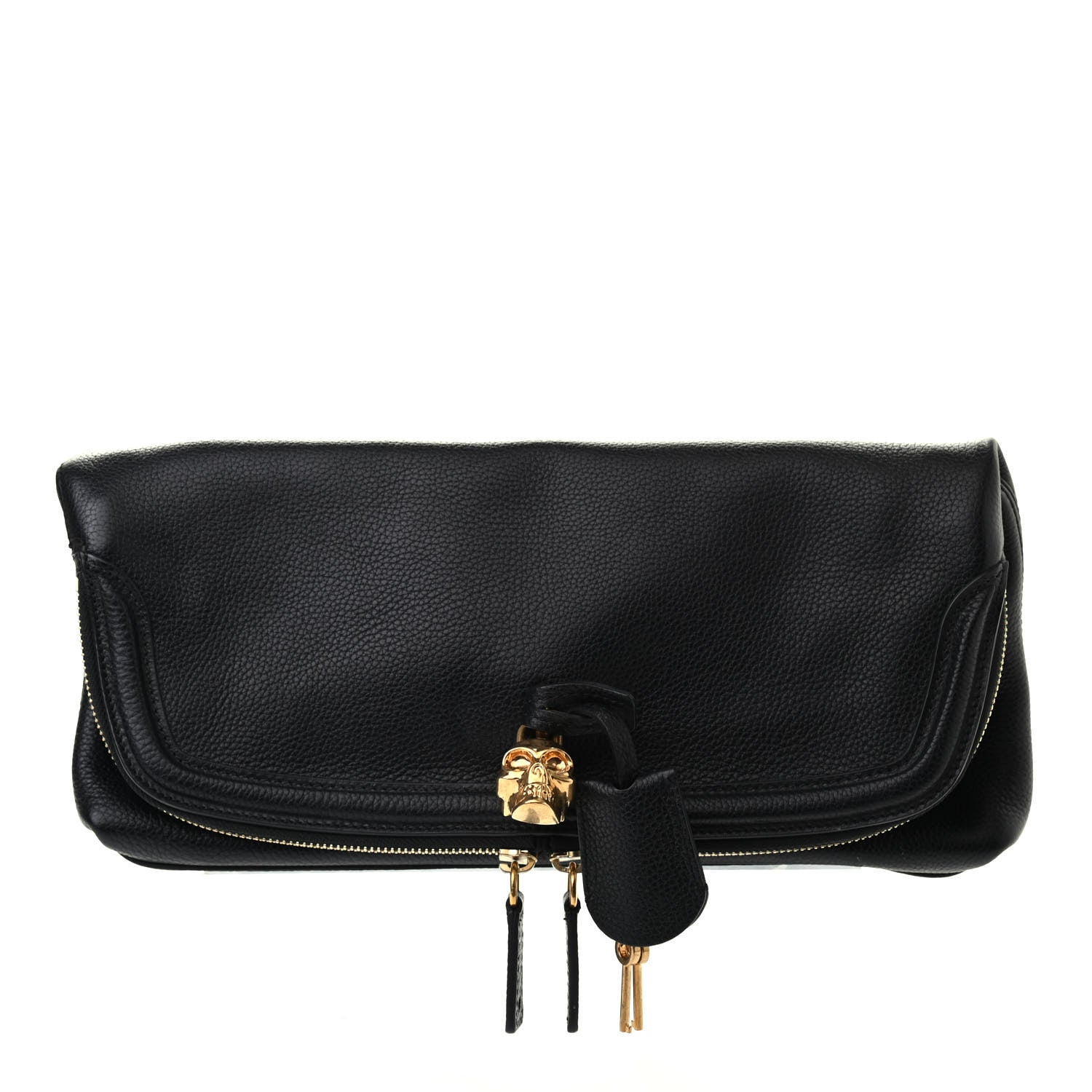 Alexander McQueen Grainy Calfskin Padlock Skull Clutch Black 1 of 7