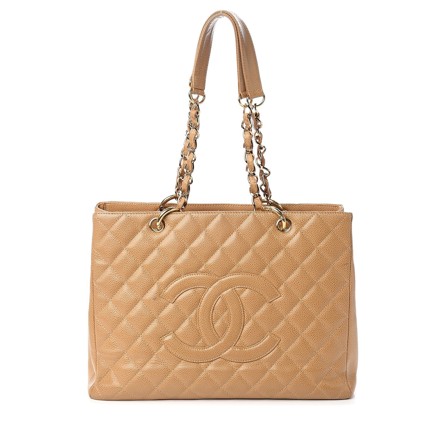 Caviar Quilted Grand Shopping Tote GST Beige