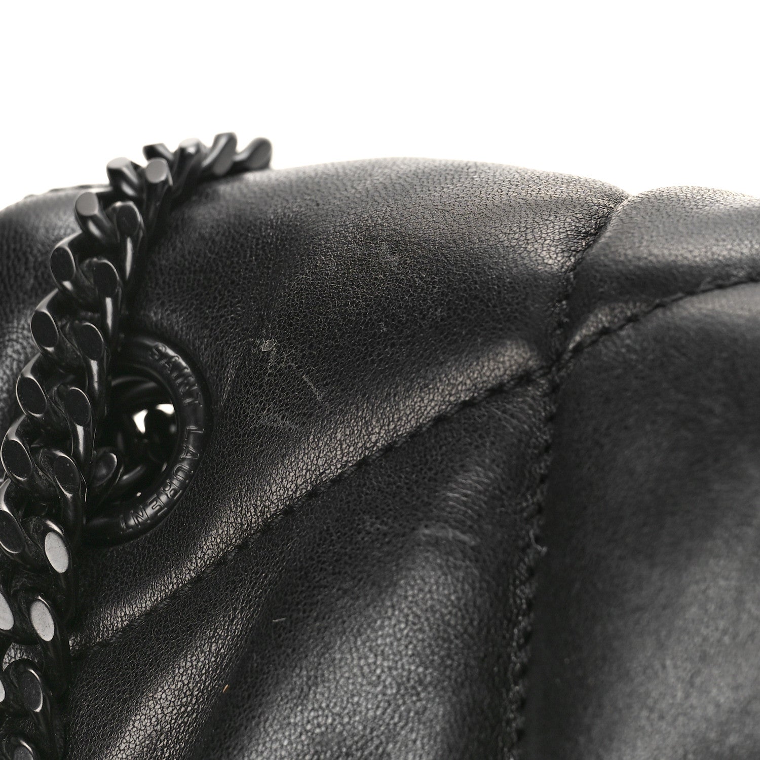 Saint Laurent Lambskin Quilted Monogram Monochrome Small Loulou Puffer Chain Satchel Black 10 of 12