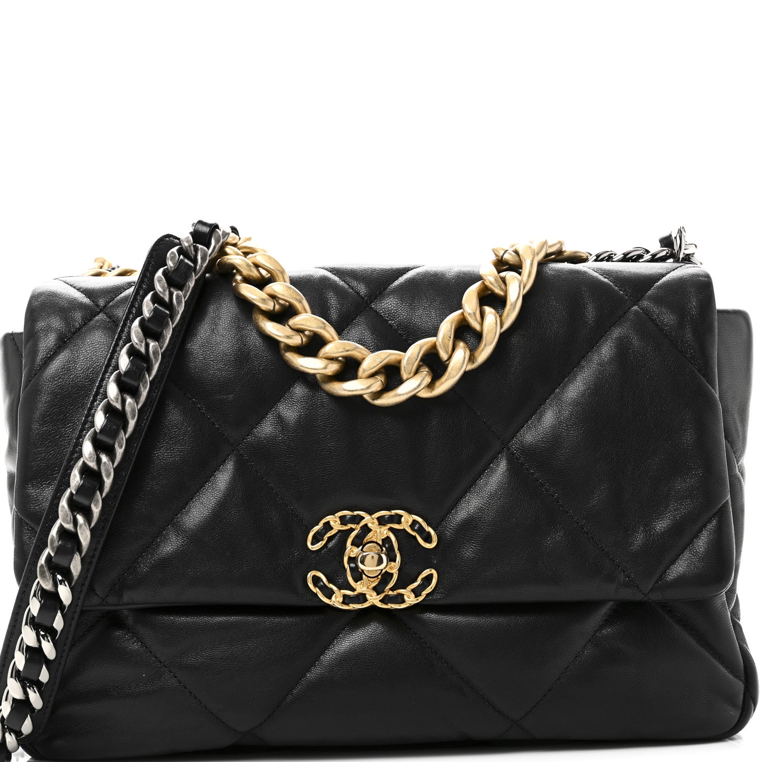 Chanel Goatskin Quilted Large Chanel 19 Flap Black 7 of 9