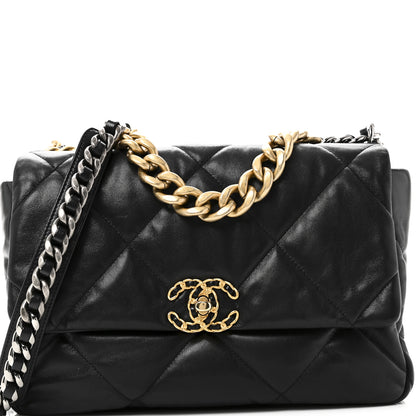 Chanel Goatskin Quilted Large Chanel 19 Flap Black 7 of 9