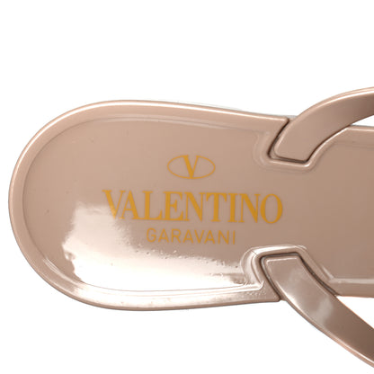 Valentino Garavani PVC Jelly Rockstud Bow Thong Sandals 41 Poudre 6 of 7