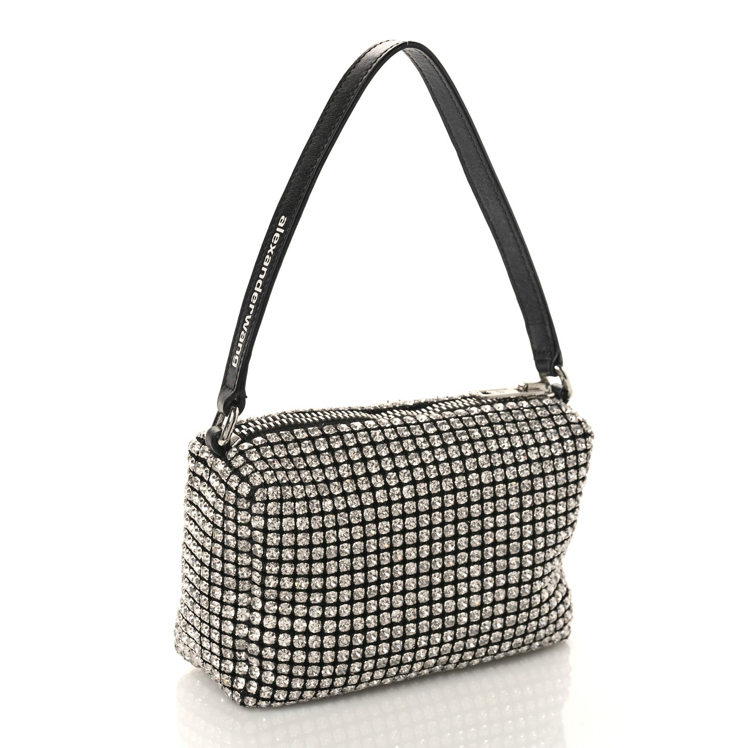 Alexander Wang Mesh Crystal Rhinestone Mini Heiress Pouch Black Silver 3 of 10