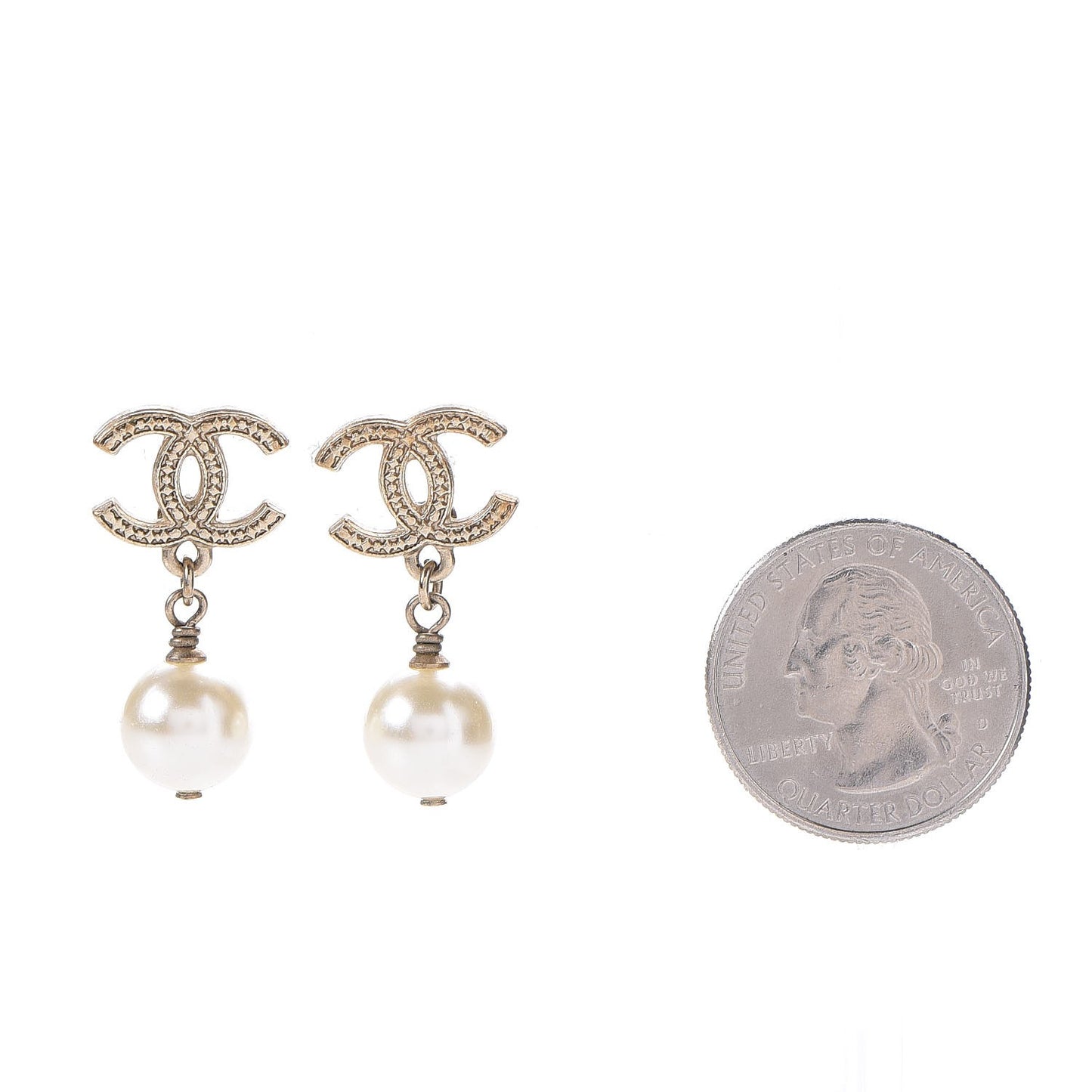Pearl CC Drop Earrings Gold