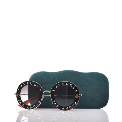 Gucci Metal L'Aveugle Par Amour Round Frame Sunglasses GG0113S Black 7 of 7