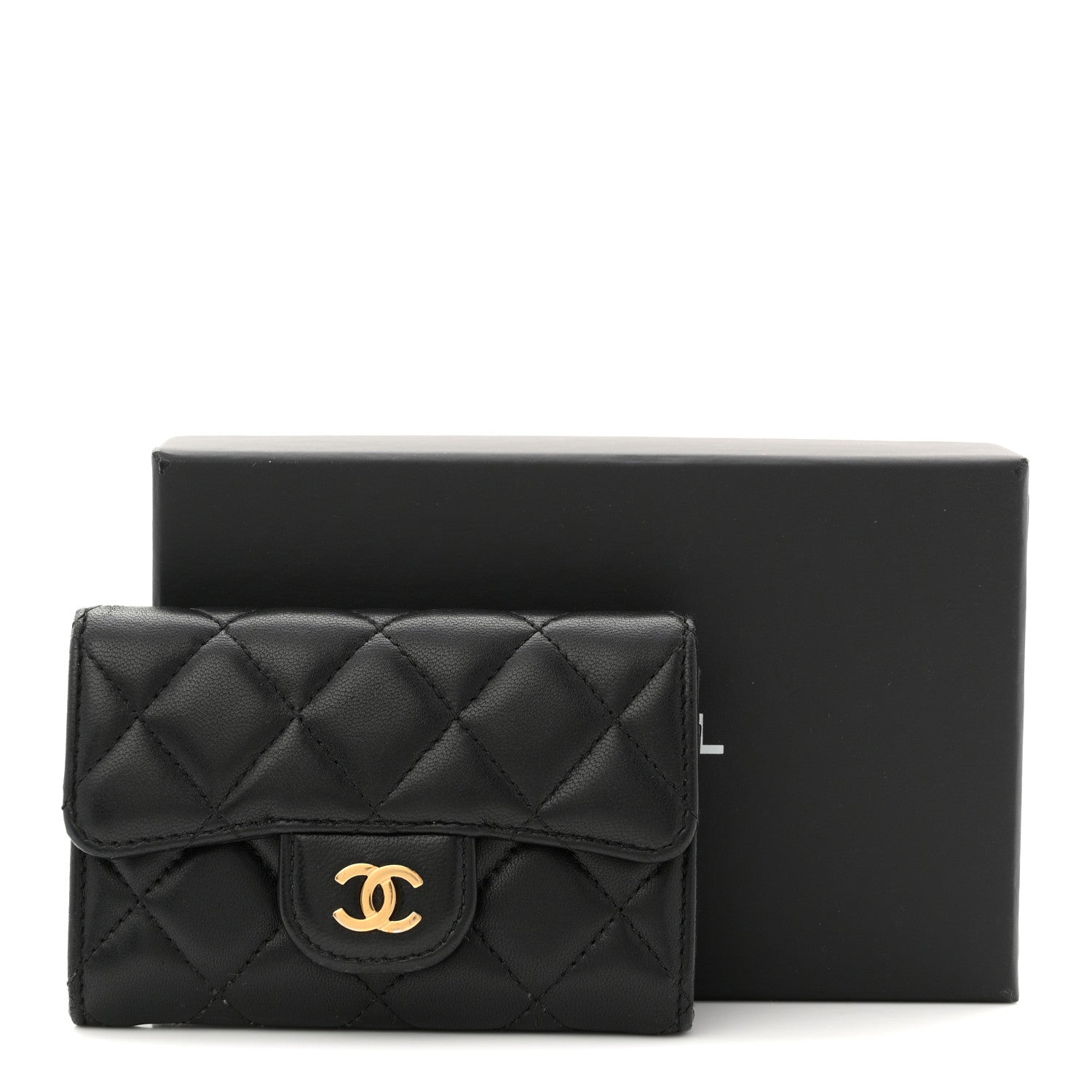 Chanel Lambskin Quilted Flap Card Holder Wallet Black 8 of 8