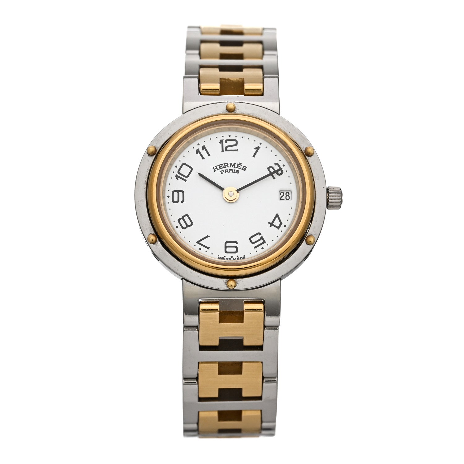 Hermes Stainless Steel 24mm Clipper Quartz Watch Gold 1 of 4