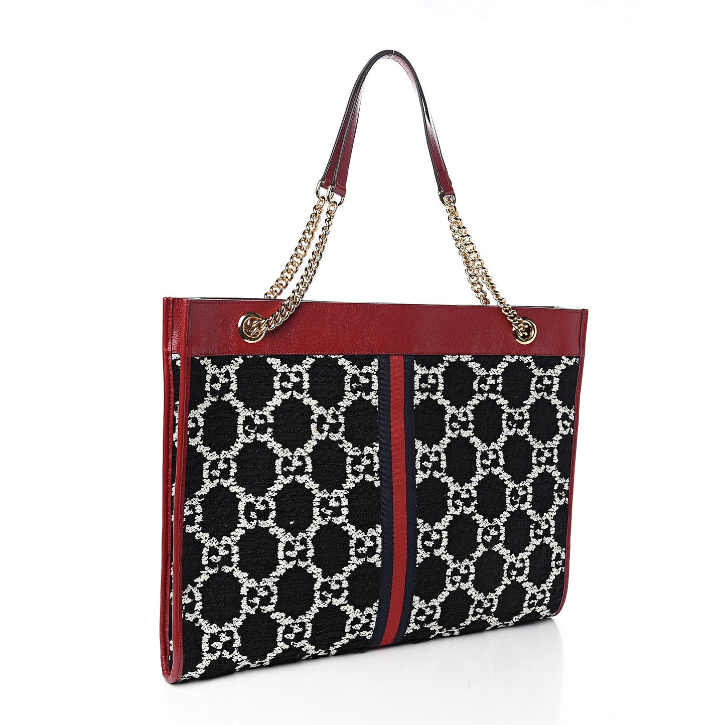 Tweed GG Monogram Large Rajah Chain Tote Romantic Cherry Black White