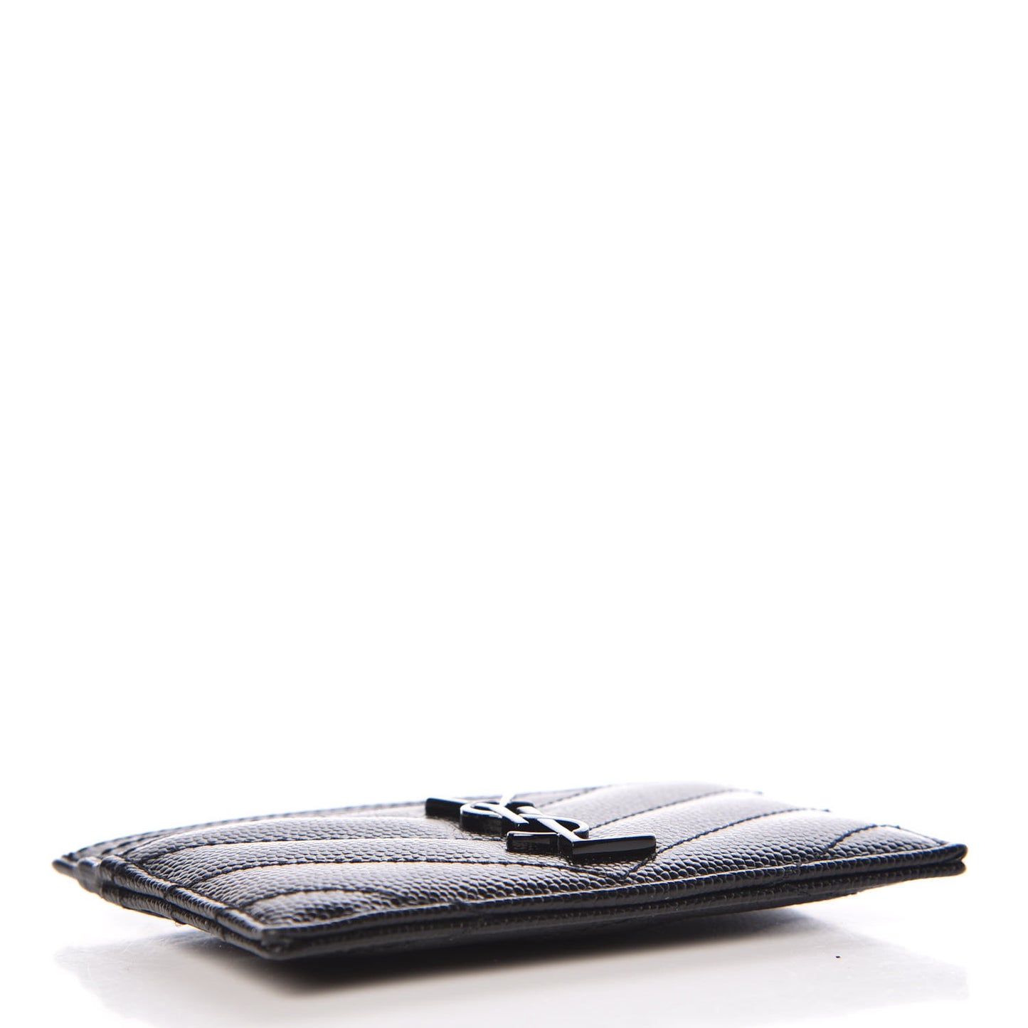 Grain De Poudre Matelasse Chevron Monogram Credit Card Case Black