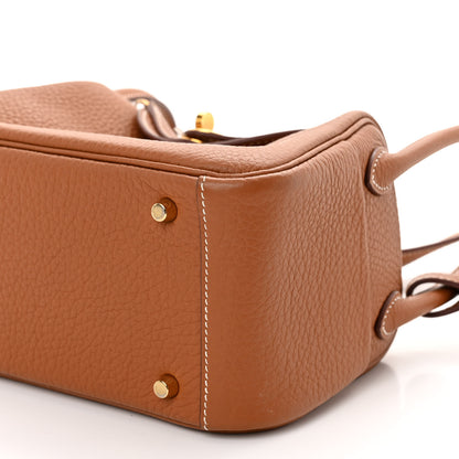 Hermes Taurillon Clemence Mini Lindy 20 Gold 9 of 10
