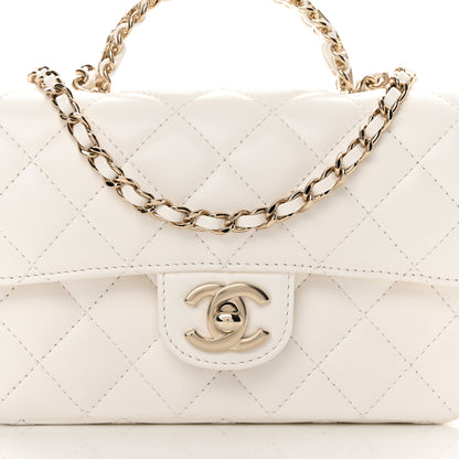 Chanel Lambskin Quilted Mini Crystal Top Handle Rectangular Flap White 8 of 11