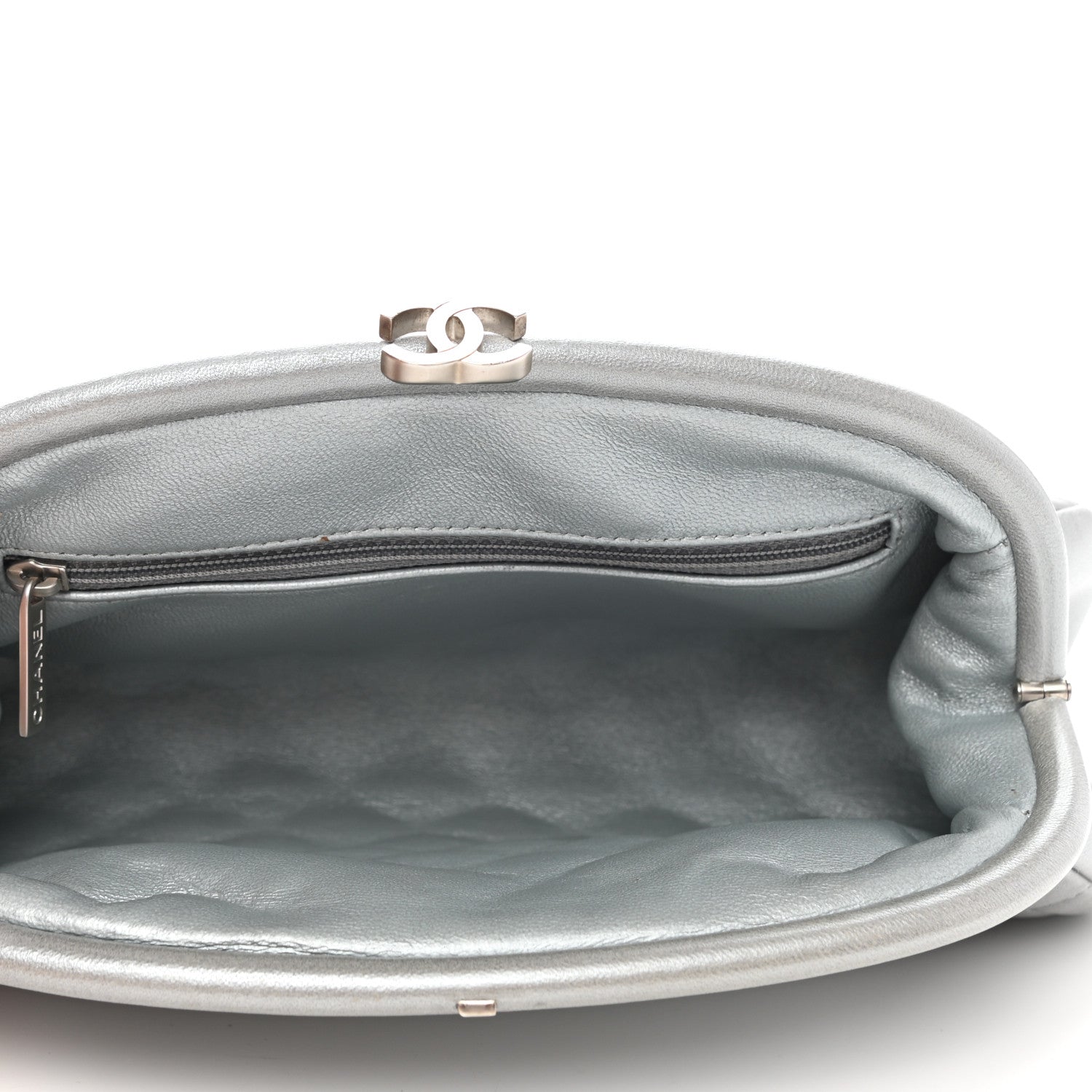 Chanel Metallic Lambskin Quilted Timeless Clutch Silver 5 of 8