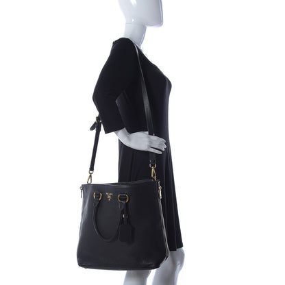 Prada Vitello Daino Side Zip Tote Black 3 of 25
