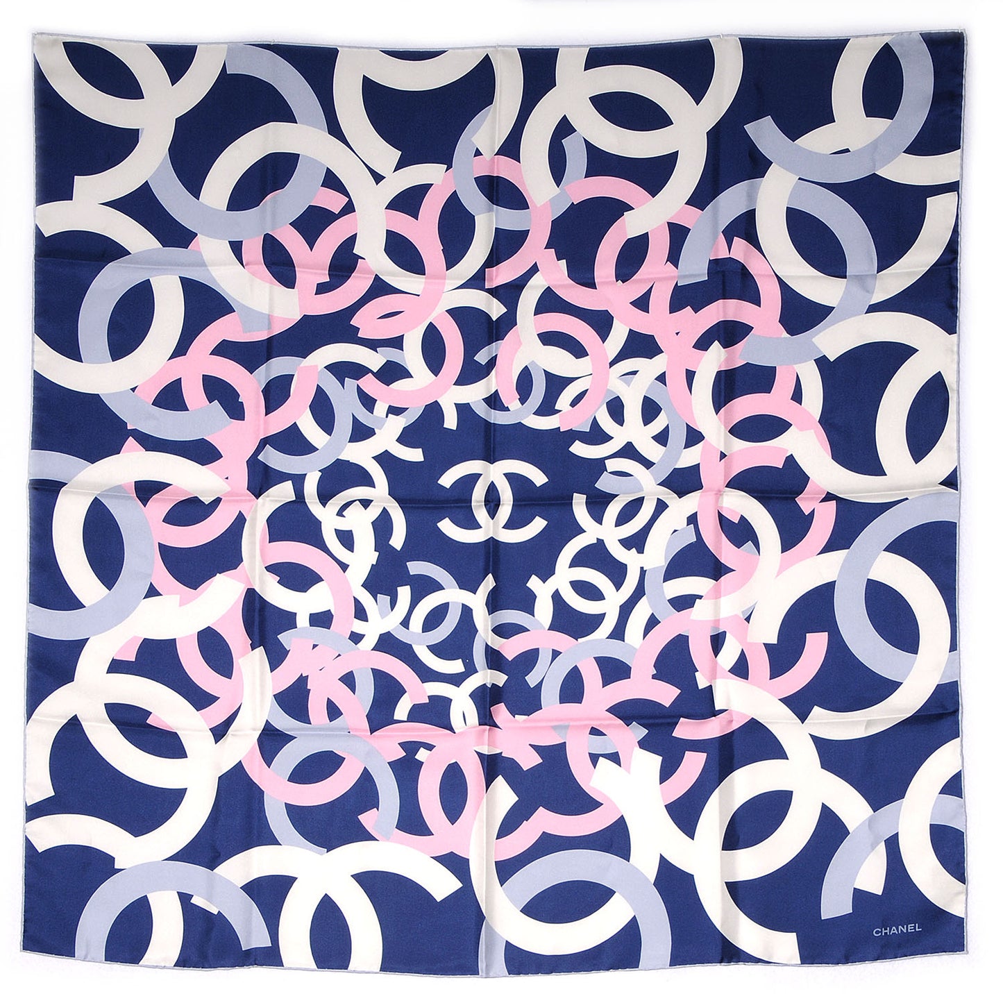 Silk CC Logo Scarf Blue Pink