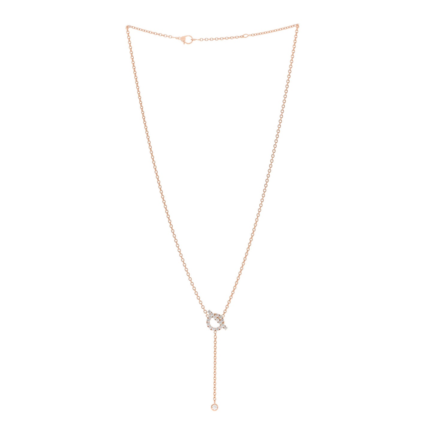 18K Rose Gold Diamond Finesse Lariat Necklace