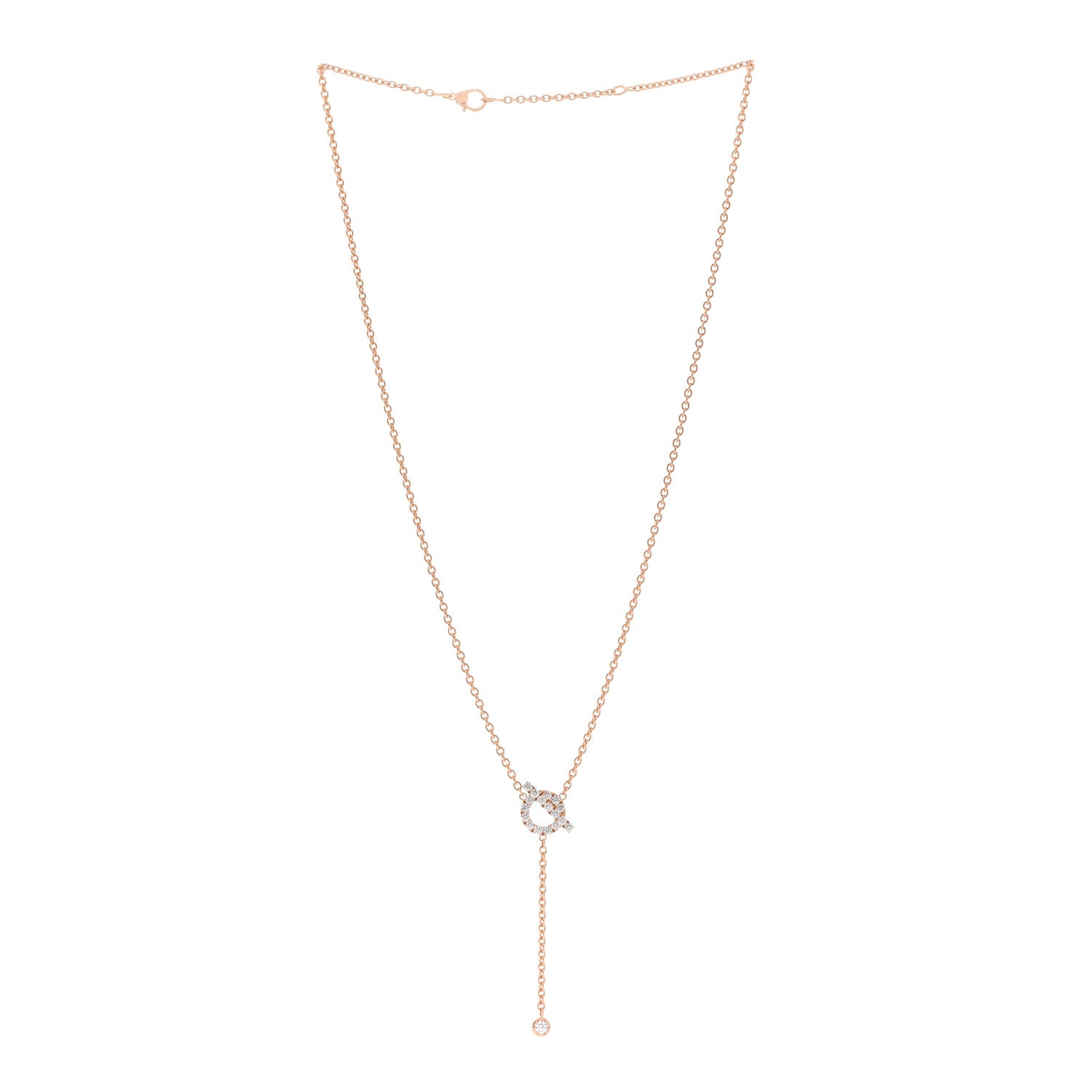 Hermes 18K Rose Gold Diamond Finesse Lariat Necklace 3 of 6