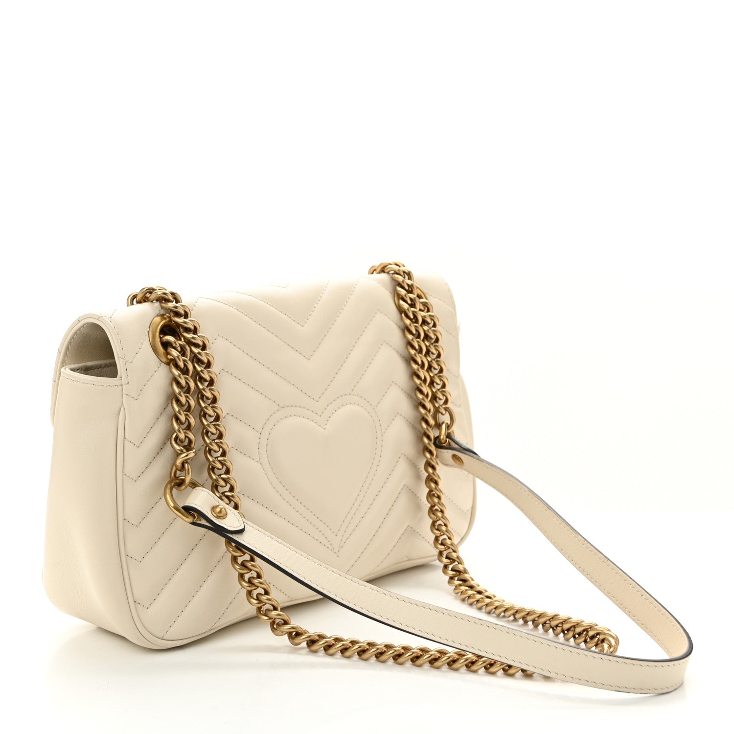 Gucci Calfskin Matelasse Small GG Marmont Shoulder Bag White 3 of 11