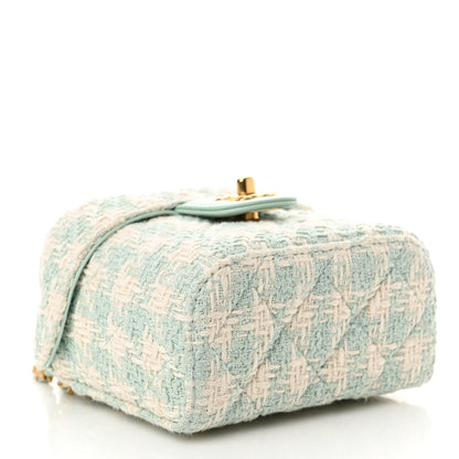 Chanel Tweed Handle Crush Top Handle Flap Bag Light Blue Ecru 4 of 11