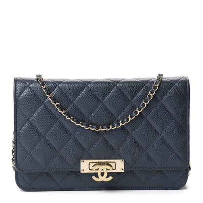 Chanel Iridescent Caviar Quilted Golden Class Wallet On Chain WOC Navy 1 of 11