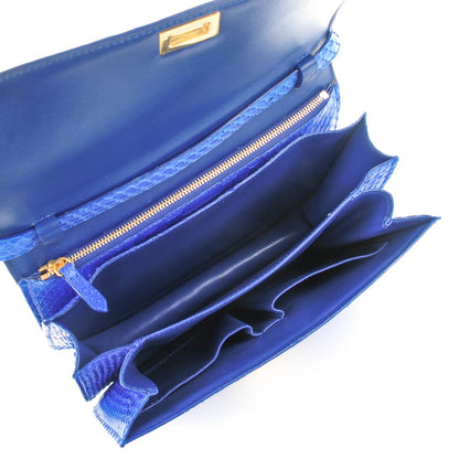 Celine Python Medium Classic Box Flap Bag Indigo 5 of 9